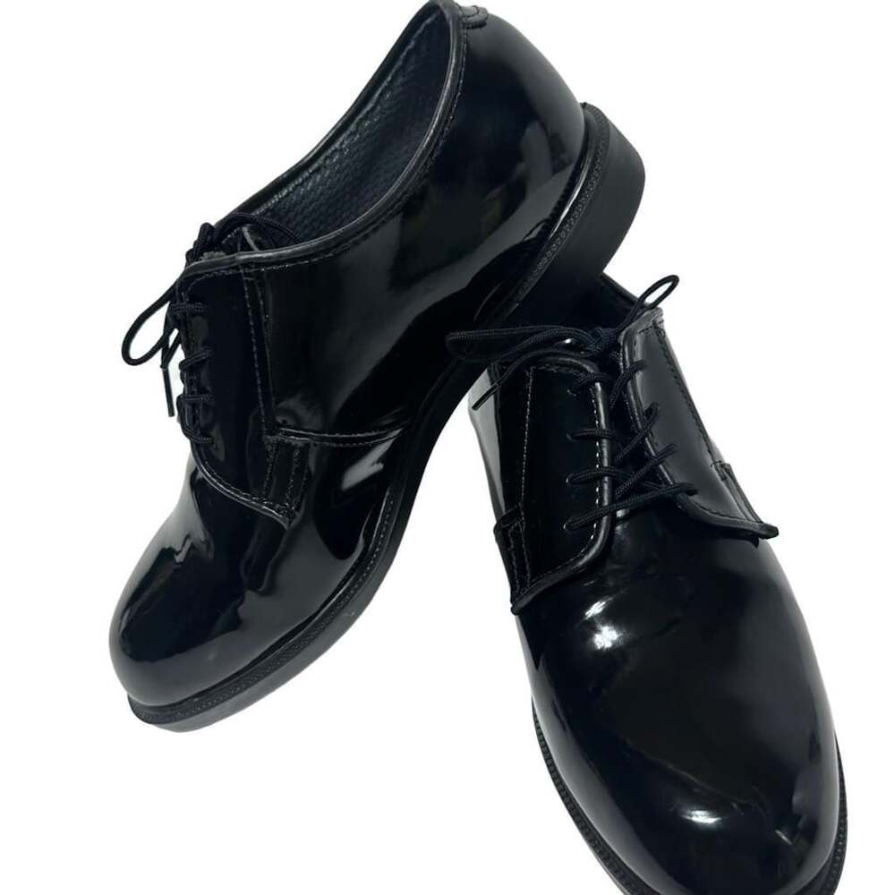 Bates Black High Gloss Uniform Lace Up Oxford Shoes